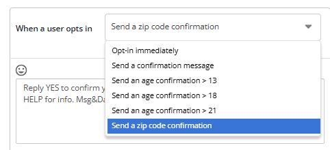 user opts in dropdown